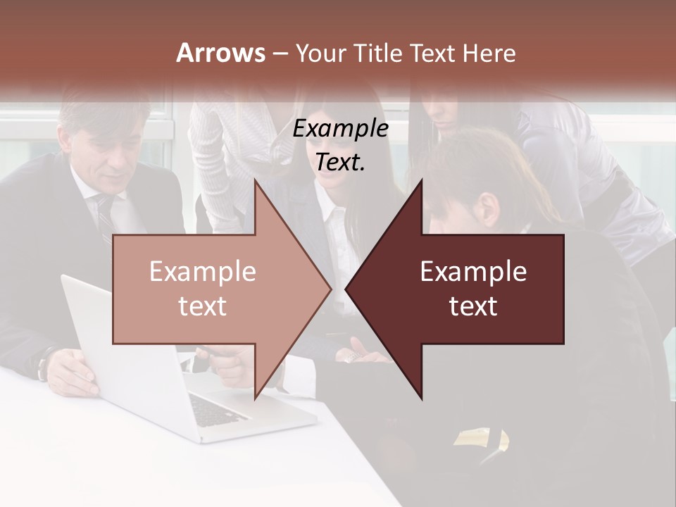 A Group Of Business People Looking At A Laptop PowerPoint Template
