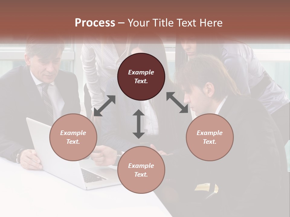 A Group Of Business People Looking At A Laptop PowerPoint Template