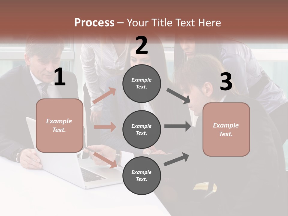 A Group Of Business People Looking At A Laptop PowerPoint Template