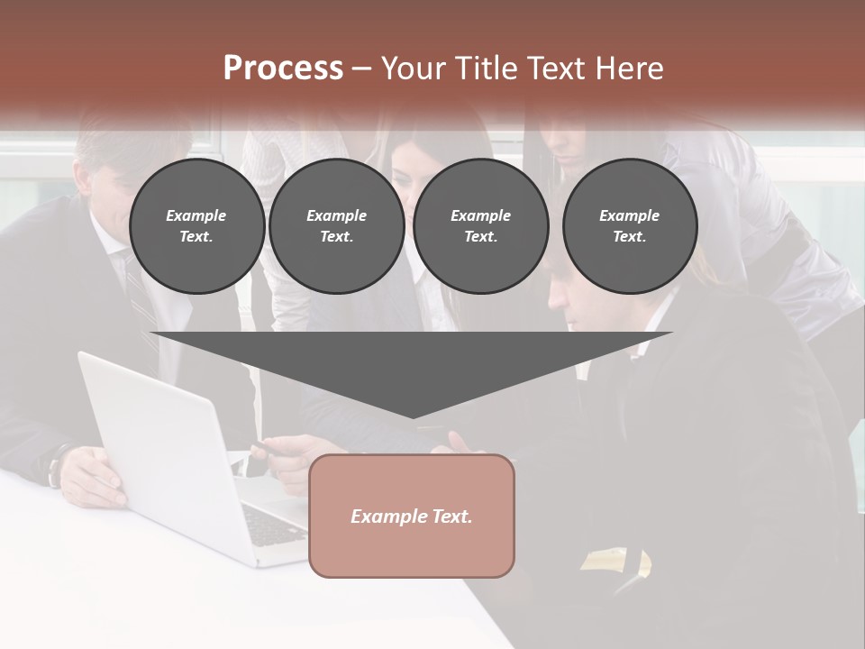 A Group Of Business People Looking At A Laptop PowerPoint Template