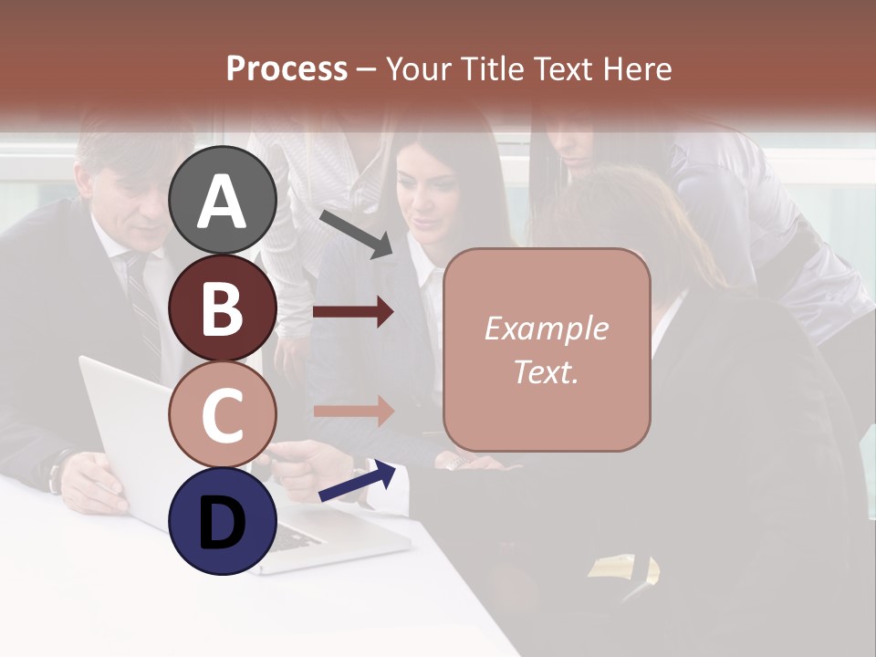 A Group Of Business People Looking At A Laptop PowerPoint Template