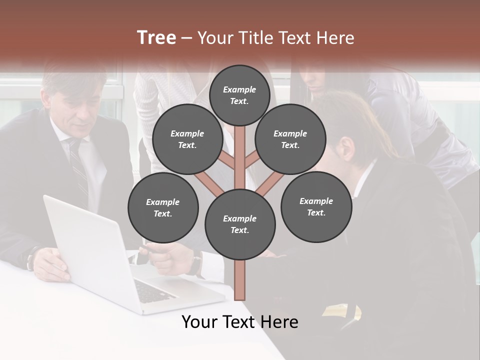 A Group Of Business People Looking At A Laptop PowerPoint Template