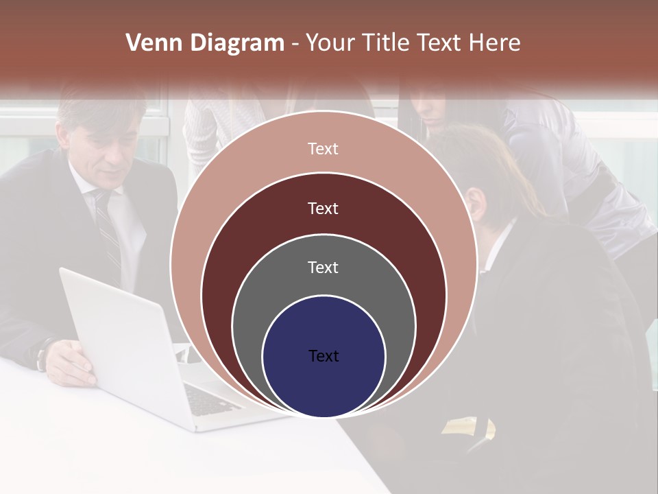 A Group Of Business People Looking At A Laptop PowerPoint Template