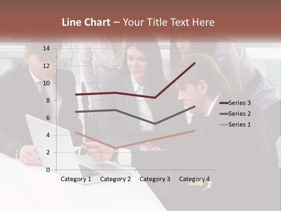 A Group Of Business People Looking At A Laptop PowerPoint Template