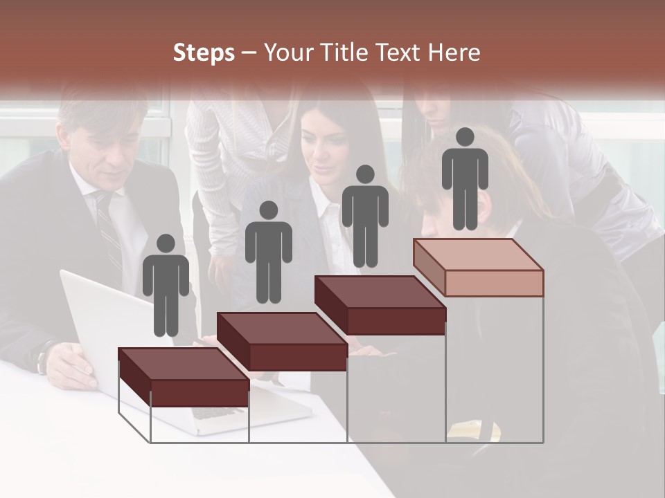A Group Of Business People Looking At A Laptop PowerPoint Template