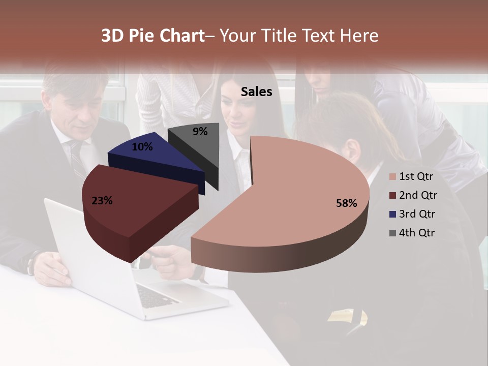 A Group Of Business People Looking At A Laptop PowerPoint Template