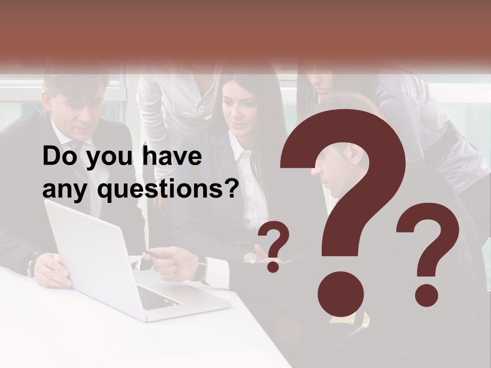 A Group Of Business People Looking At A Laptop PowerPoint Template