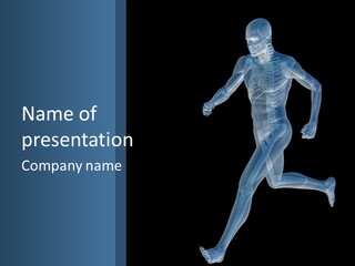 A Skeleton Running On A Black And Blue Background PowerPoint Template