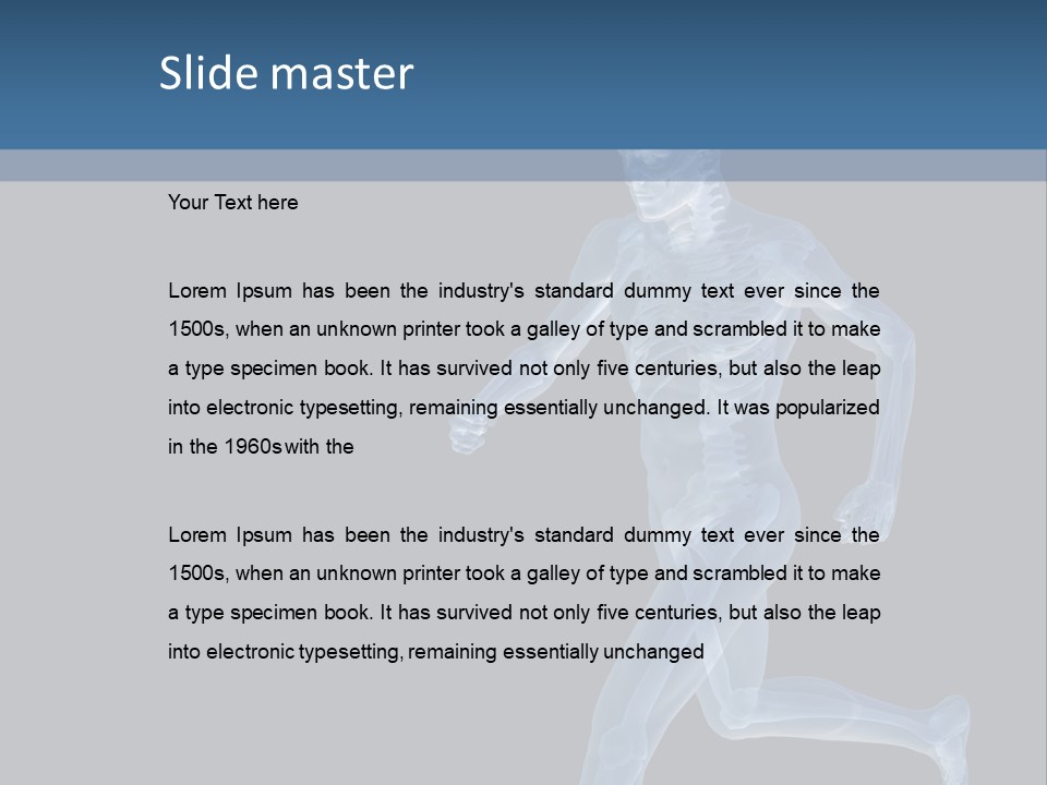 A Skeleton Running On A Black And Blue Background PowerPoint Template