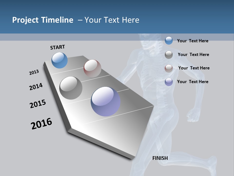A Skeleton Running On A Black And Blue Background PowerPoint Template