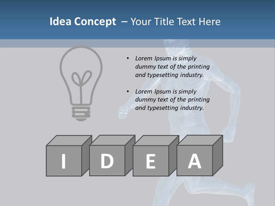 A Skeleton Running On A Black And Blue Background PowerPoint Template