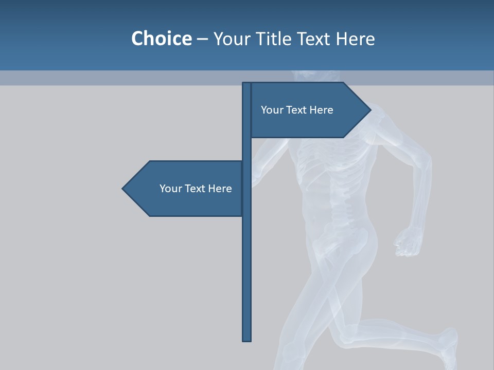 A Skeleton Running On A Black And Blue Background PowerPoint Template