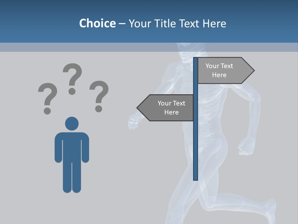 A Skeleton Running On A Black And Blue Background PowerPoint Template