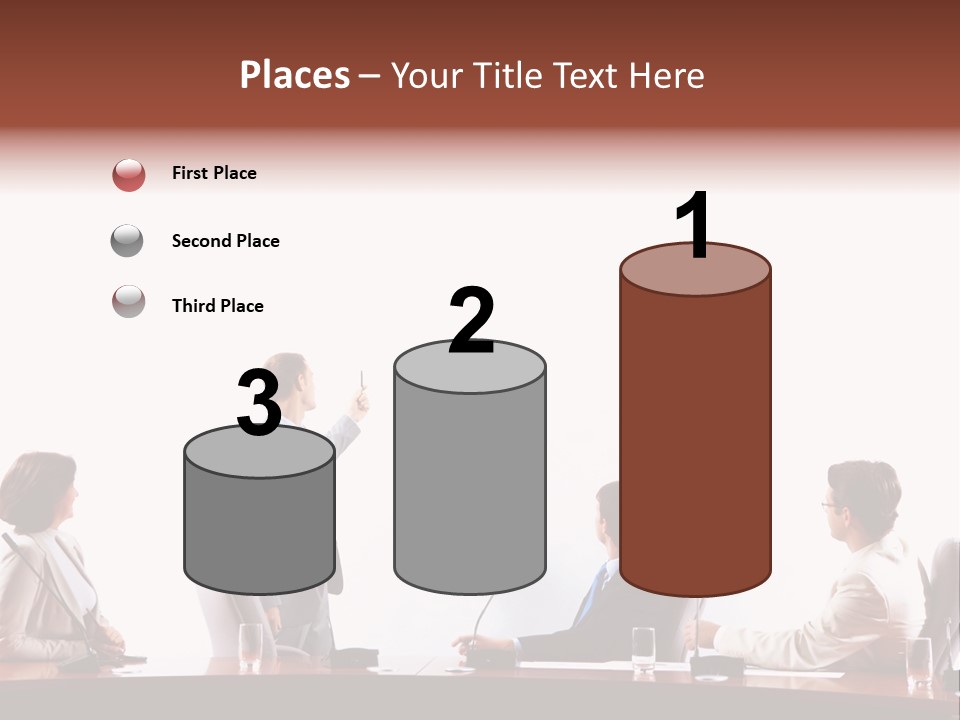 A Group Of People Sitting Around A Conference Table PowerPoint Template