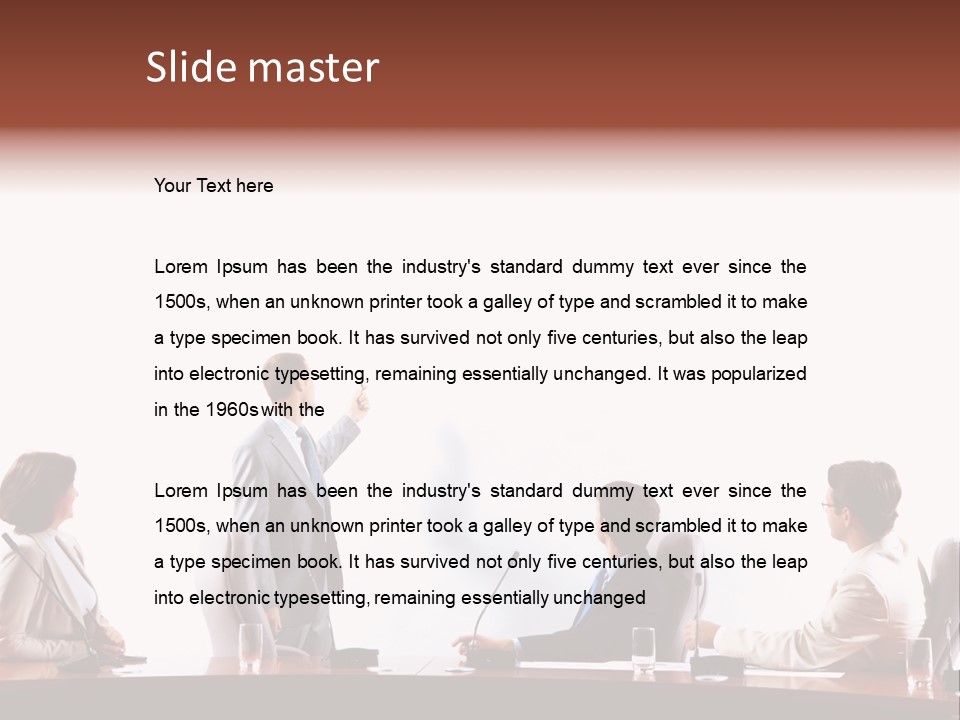 A Group Of People Sitting Around A Conference Table PowerPoint Template
