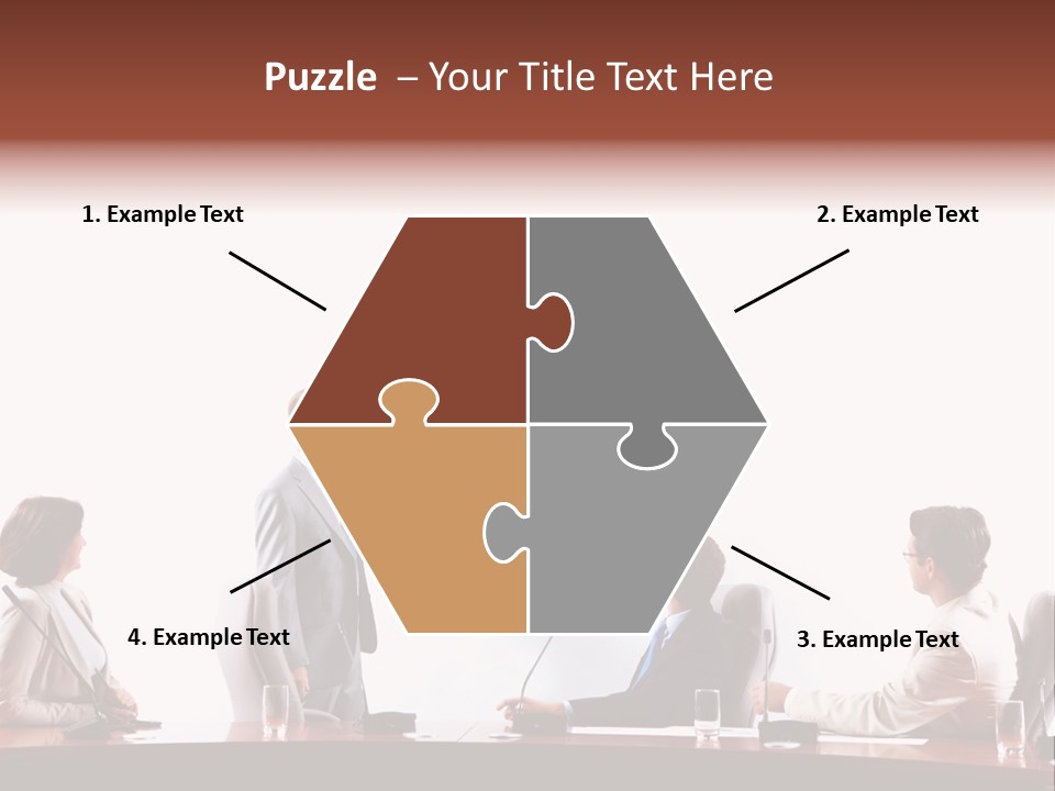 A Group Of People Sitting Around A Conference Table PowerPoint Template