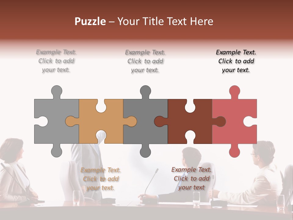 A Group Of People Sitting Around A Conference Table PowerPoint Template