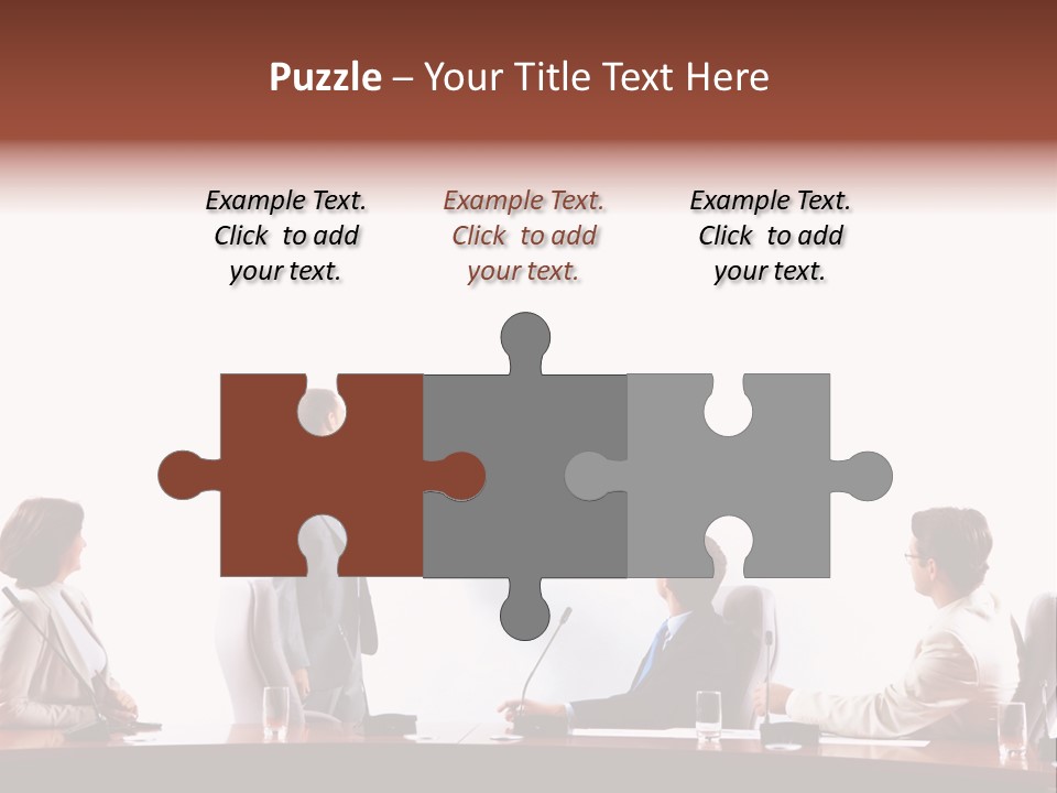A Group Of People Sitting Around A Conference Table PowerPoint Template
