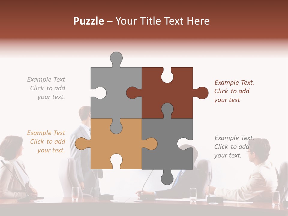 A Group Of People Sitting Around A Conference Table PowerPoint Template