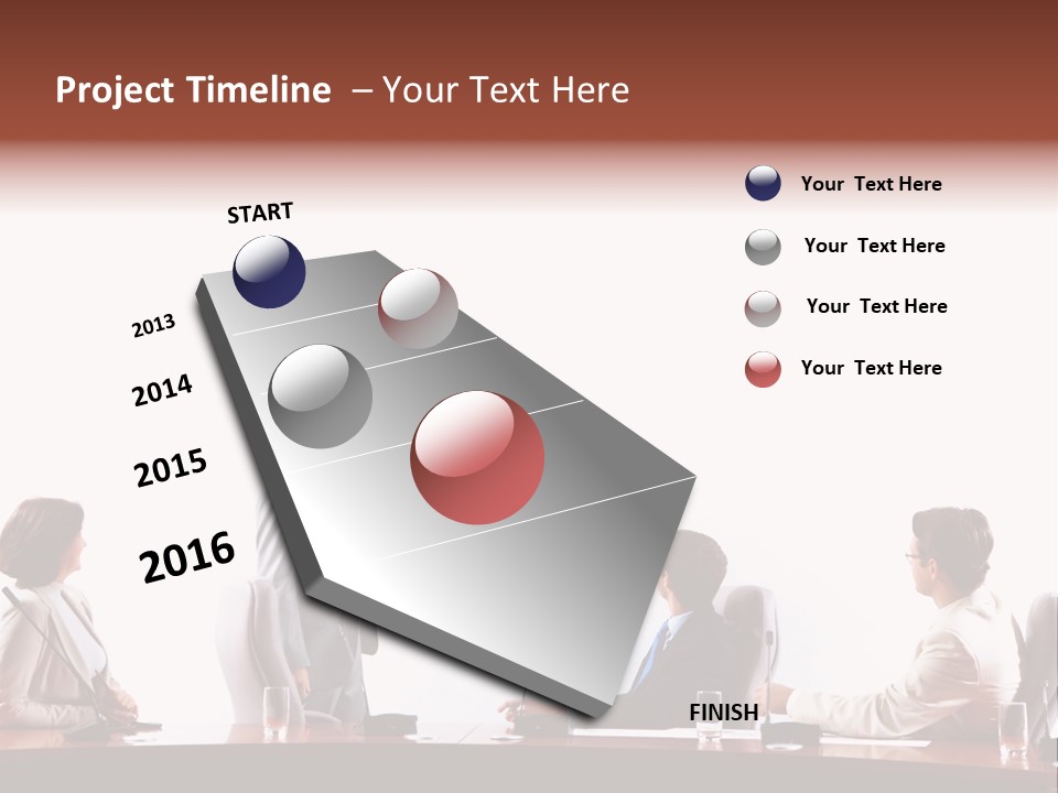 A Group Of People Sitting Around A Conference Table PowerPoint Template