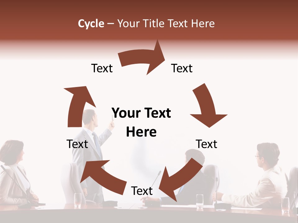 A Group Of People Sitting Around A Conference Table PowerPoint Template