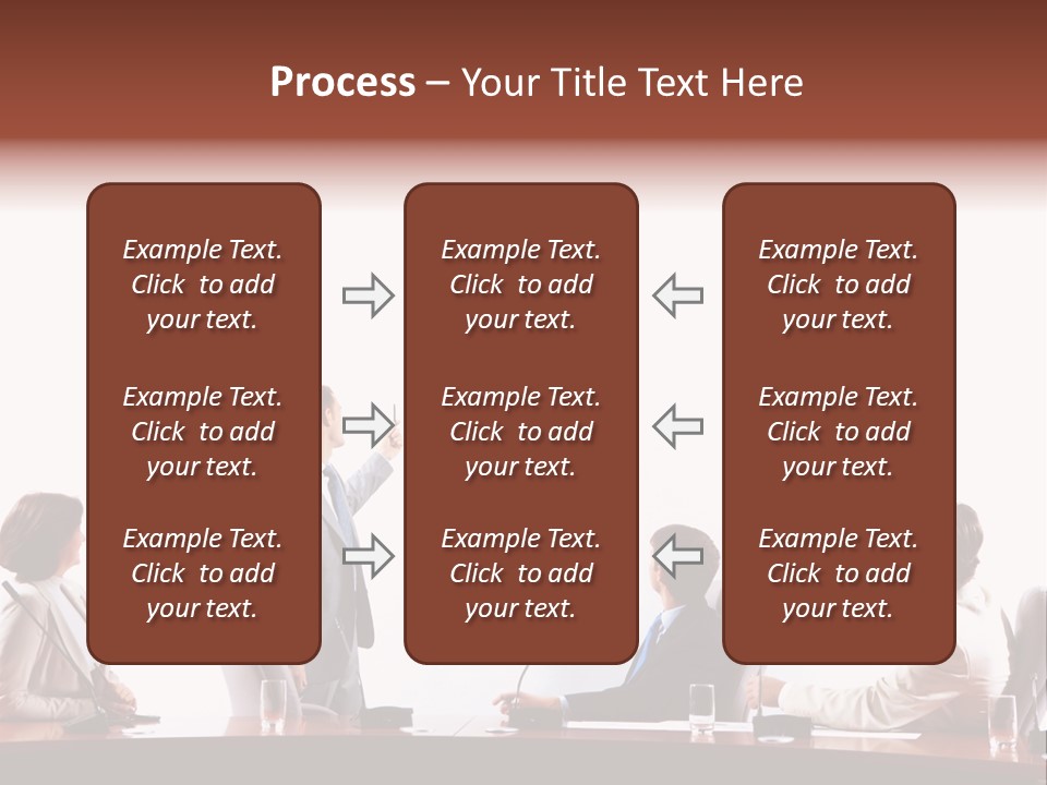 A Group Of People Sitting Around A Conference Table PowerPoint Template