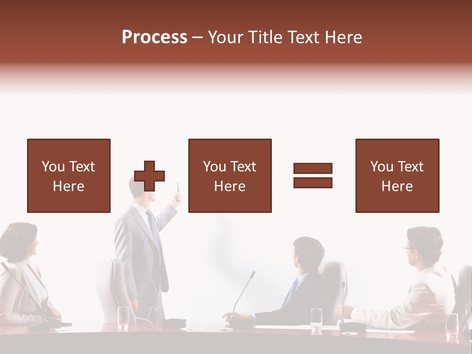 A Group Of People Sitting Around A Conference Table PowerPoint Template