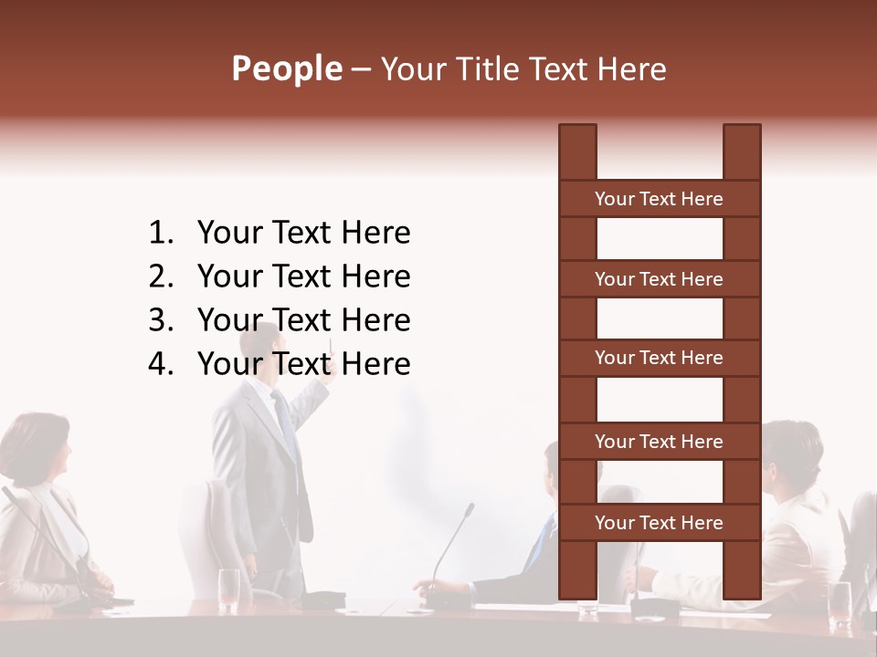 A Group Of People Sitting Around A Conference Table PowerPoint Template