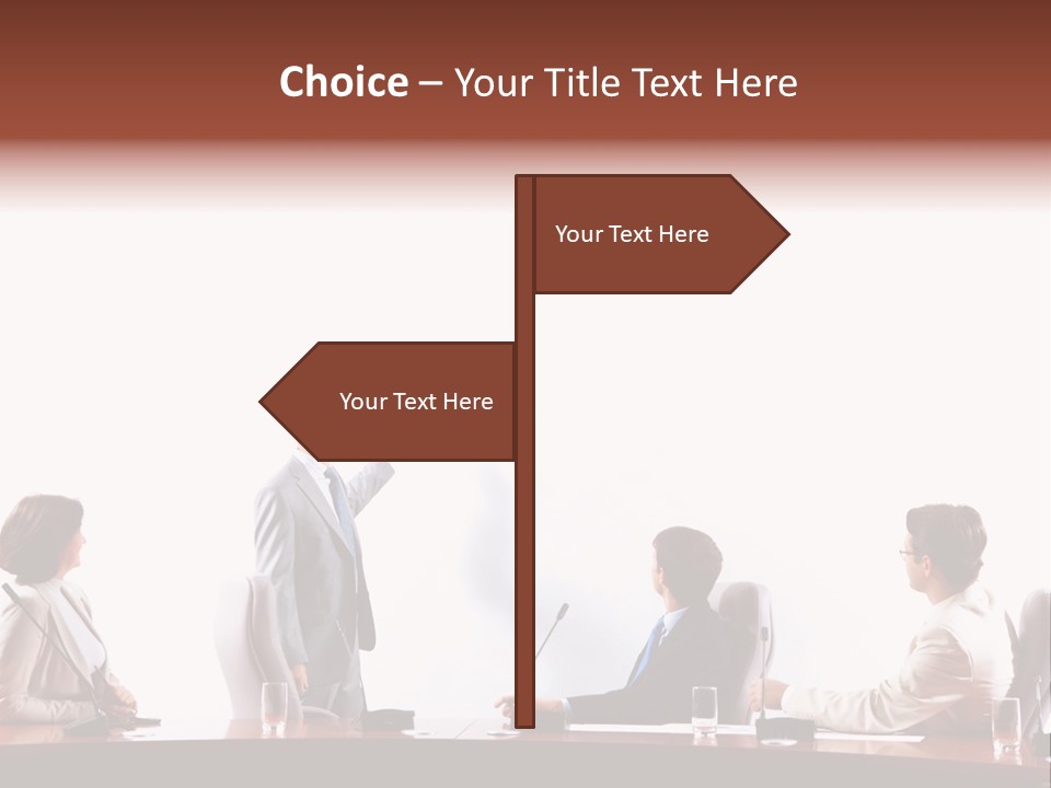 A Group Of People Sitting Around A Conference Table PowerPoint Template