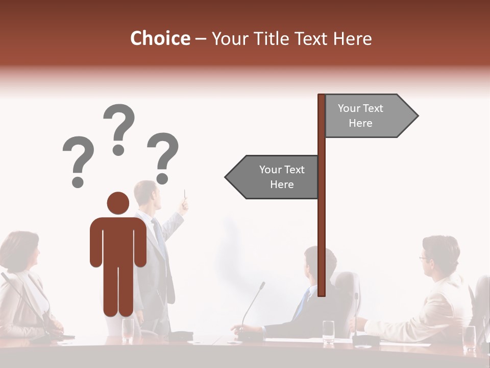 A Group Of People Sitting Around A Conference Table PowerPoint Template
