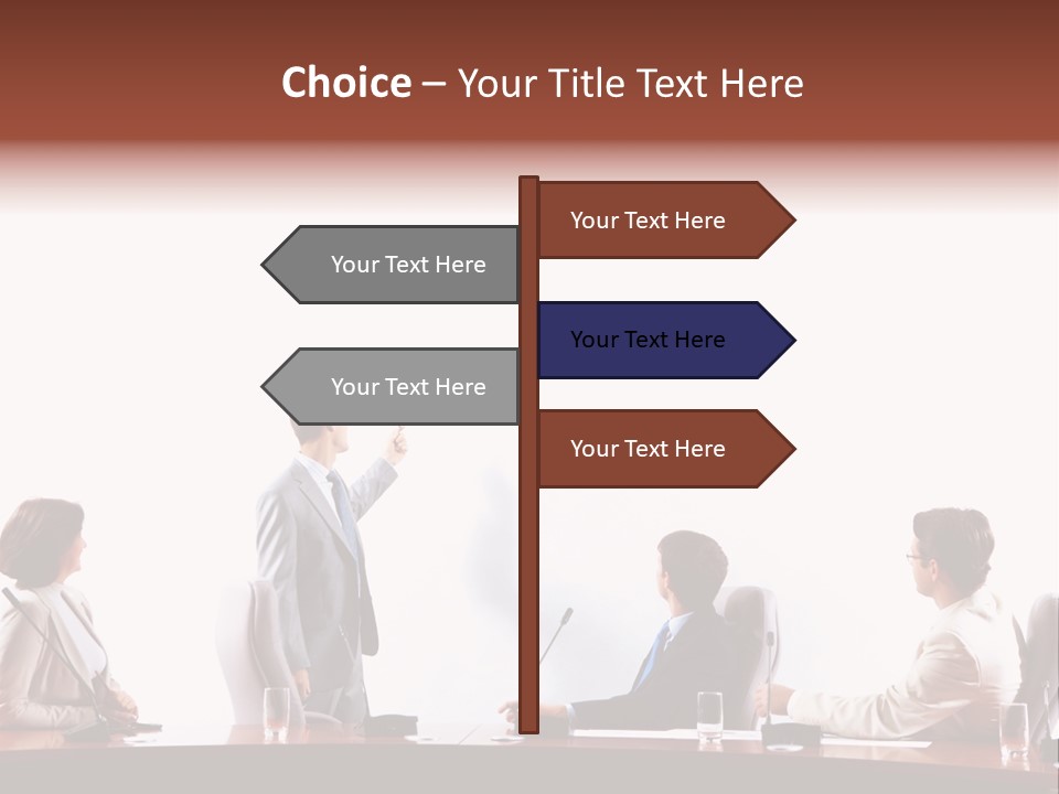 A Group Of People Sitting Around A Conference Table PowerPoint Template