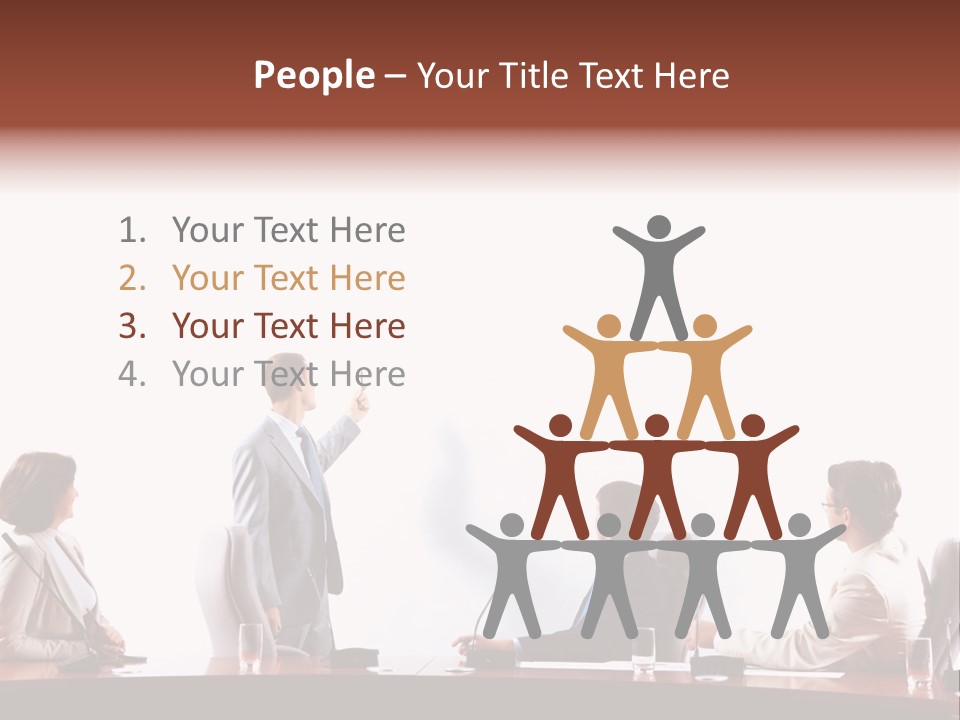 A Group Of People Sitting Around A Conference Table PowerPoint Template