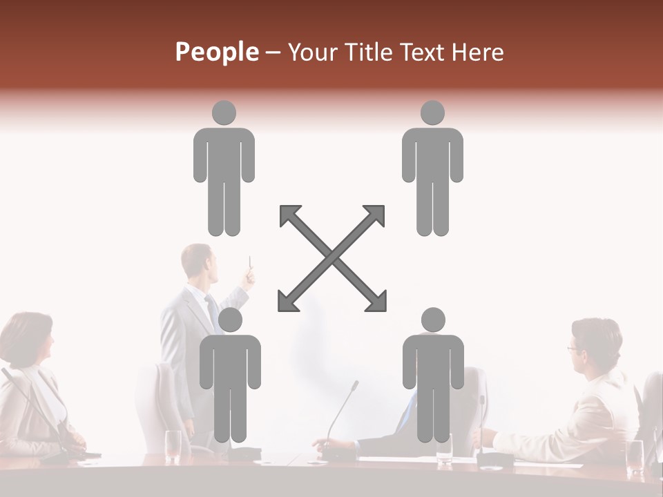 A Group Of People Sitting Around A Conference Table PowerPoint Template