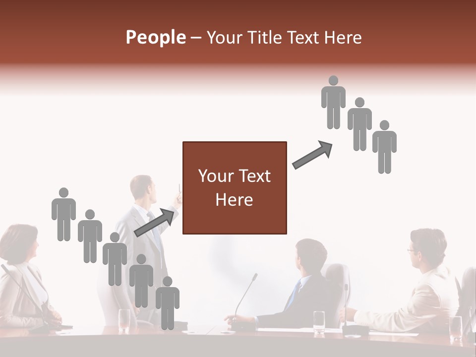A Group Of People Sitting Around A Conference Table PowerPoint Template
