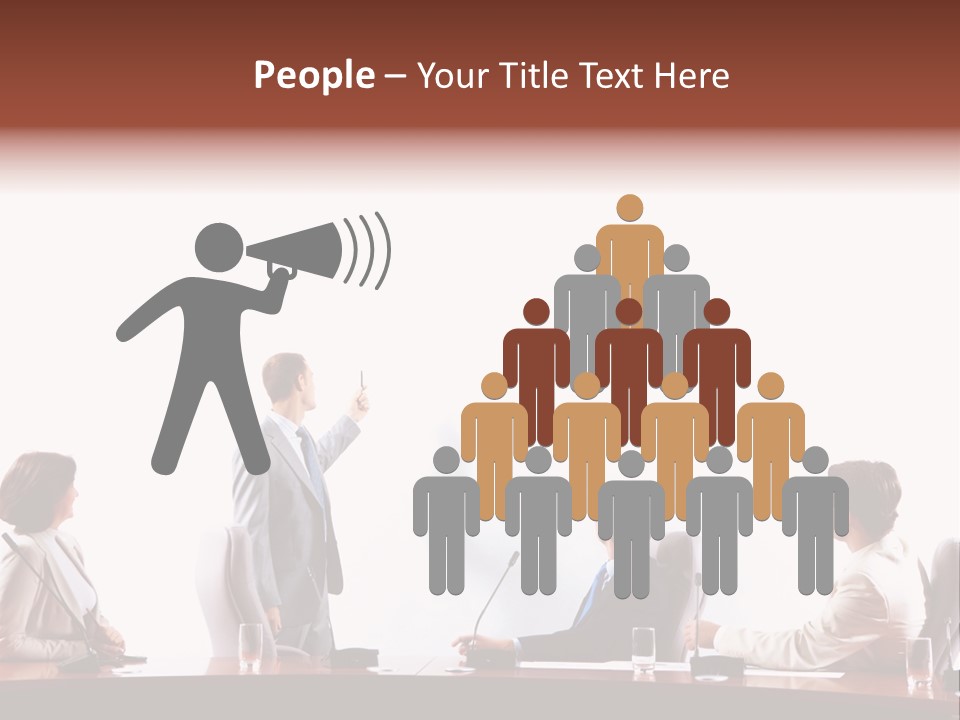 A Group Of People Sitting Around A Conference Table PowerPoint Template