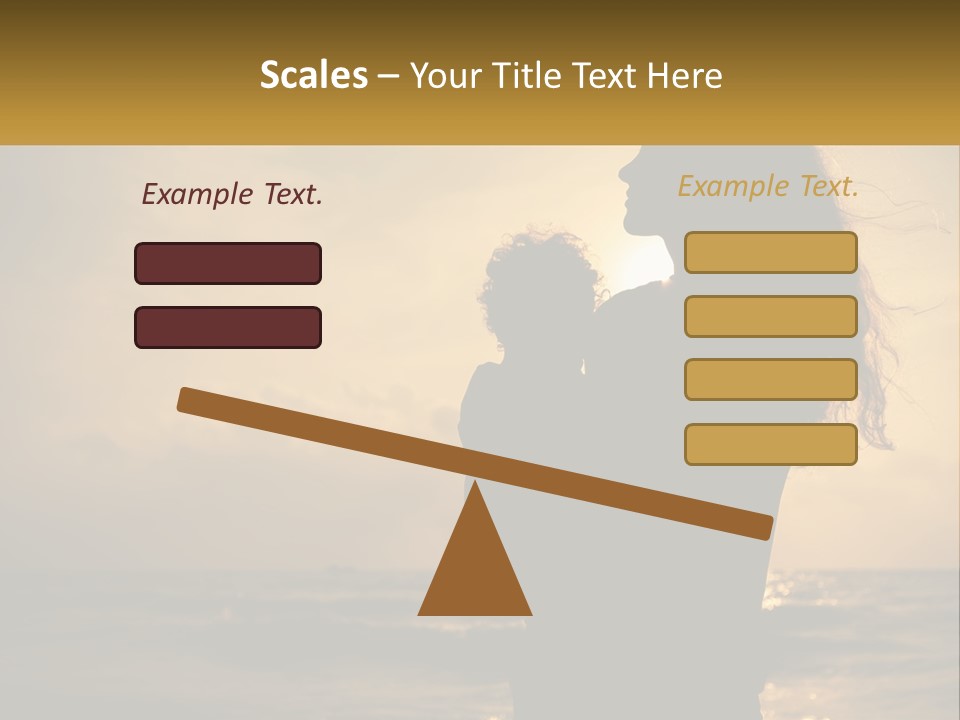 A Silhouette Of A Woman Holding A Child On A Beach PowerPoint Template