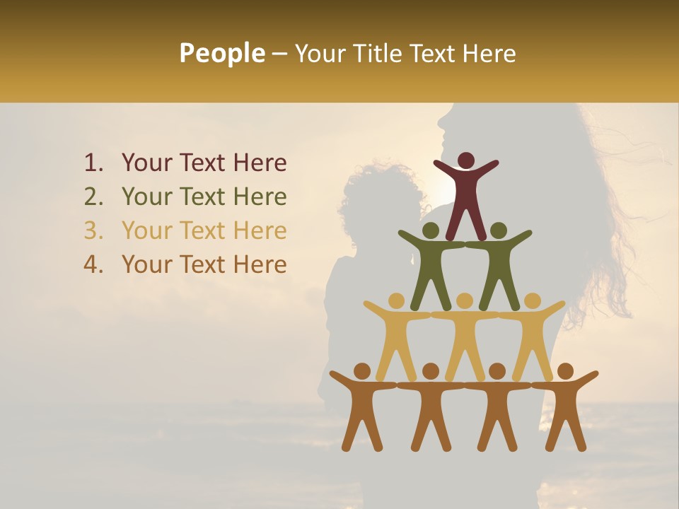A Silhouette Of A Woman Holding A Child On A Beach PowerPoint Template