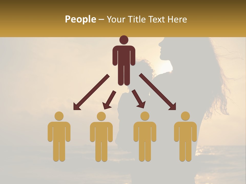 A Silhouette Of A Woman Holding A Child On A Beach PowerPoint Template
