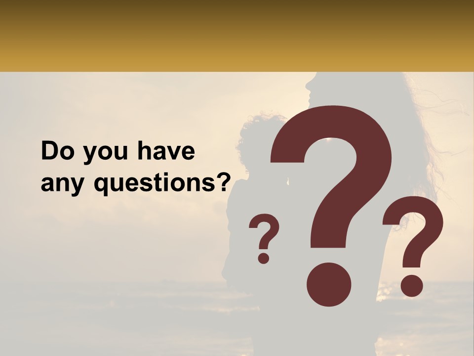 A Silhouette Of A Woman Holding A Child On A Beach PowerPoint Template