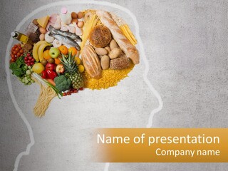 A Person's Head With Food Inside Of It PowerPoint Template