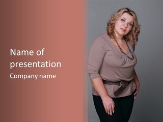 A Woman Is Posing For A Picture With Her Hands On Her Hips PowerPoint Template