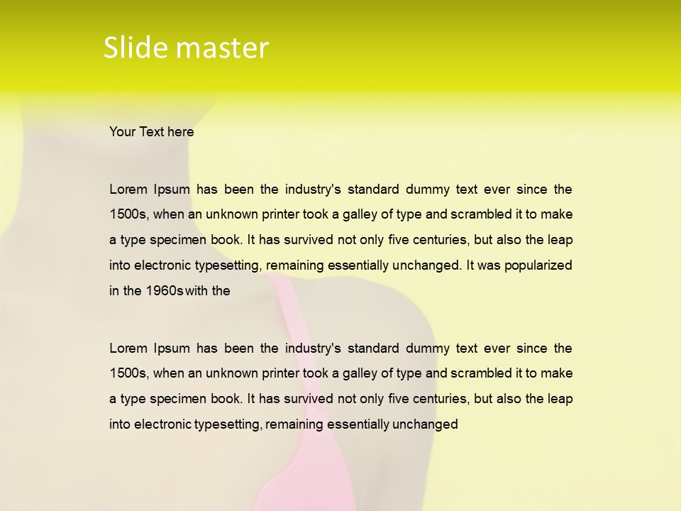 A Woman In A Pink Bikini With Yellow And Pink Paint On Her Face PowerPoint Template