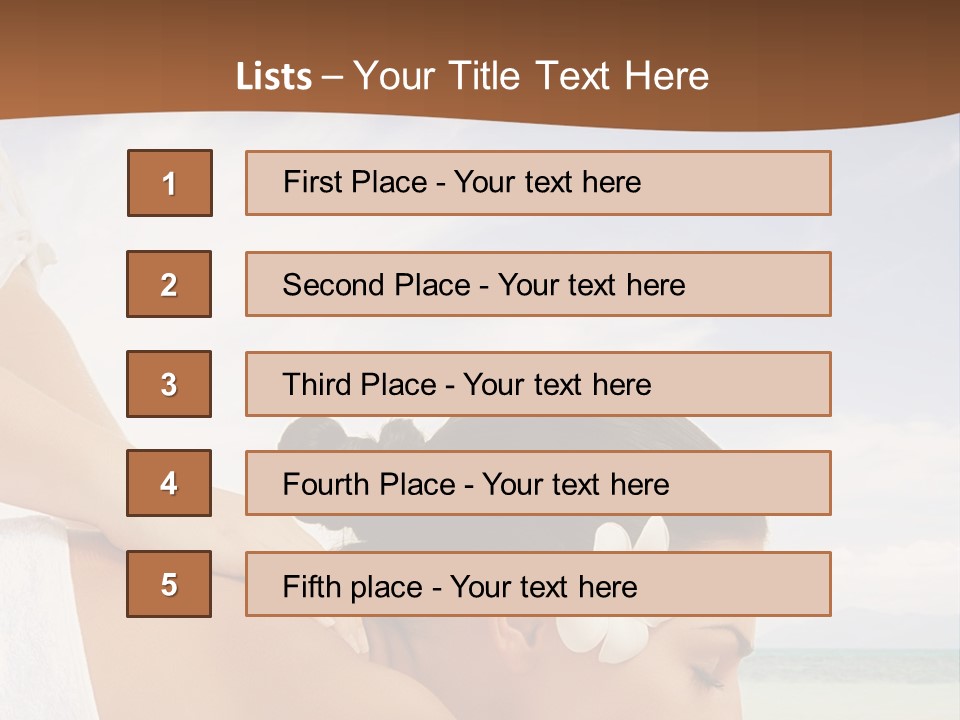 A Woman Laying Down On The Beach With A Flower In Her Hair PowerPoint Template