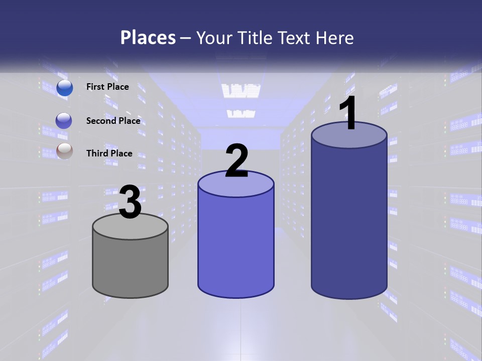 A Large Room Filled With Lots Of Blue Lights PowerPoint Template