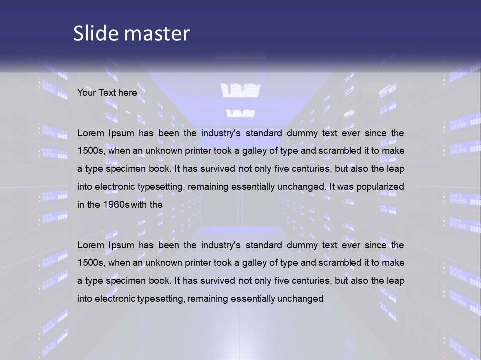 A Large Room Filled With Lots Of Blue Lights PowerPoint Template
