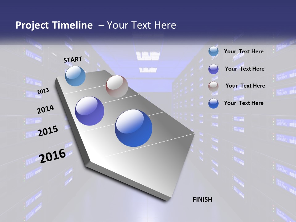 A Large Room Filled With Lots Of Blue Lights PowerPoint Template