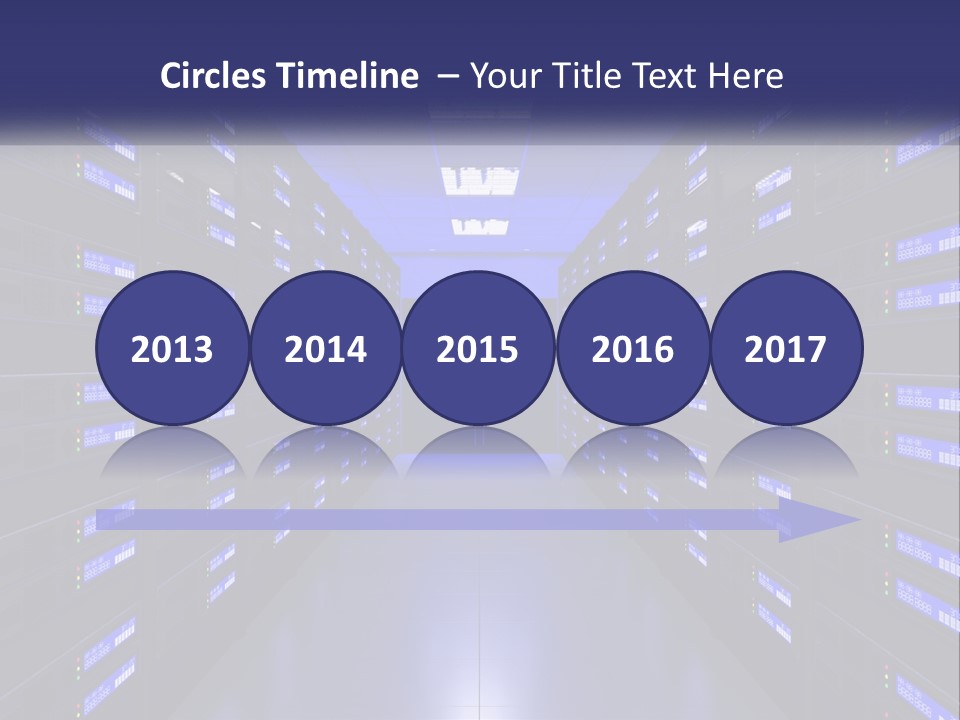 A Large Room Filled With Lots Of Blue Lights PowerPoint Template