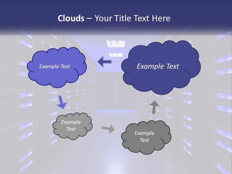 A Large Room Filled With Lots Of Blue Lights PowerPoint Template