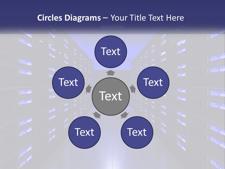 A Large Room Filled With Lots Of Blue Lights PowerPoint Template