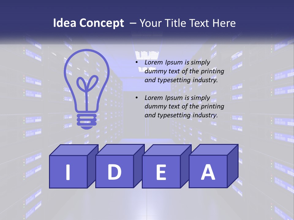 A Large Room Filled With Lots Of Blue Lights PowerPoint Template